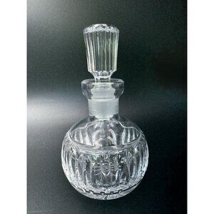 Vintage Cut Crystal Perfume Bottle w/Stopper-Dauber Ribbed Design Un-Marked 5 in